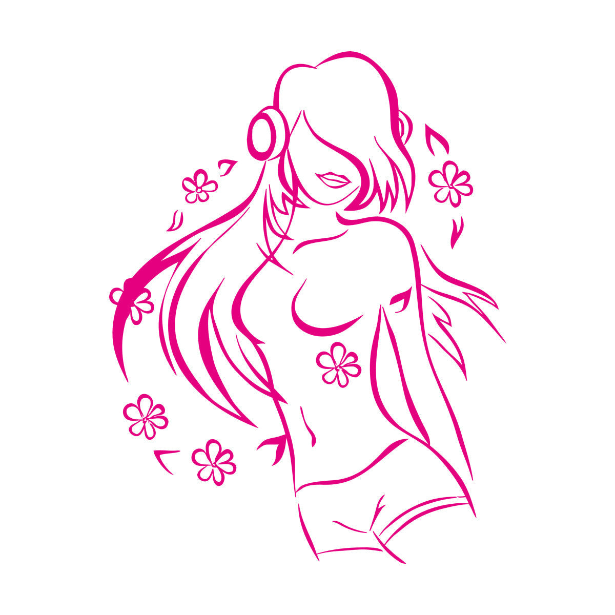 Vinyl Wall Decals Teen Girl Music Lover Headphones Dancing Flowers Do Not Damage The Wall Surface