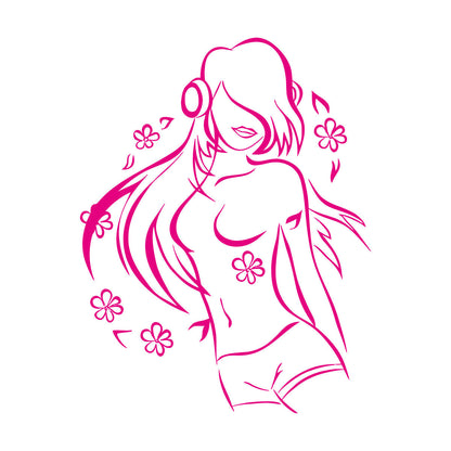 Vinyl Wall Decals Teen Girl Music Lover Headphones Dancing Flowers Do Not Damage The Wall Surface