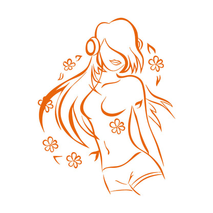 Vinyl Wall Decals Teen Girl Music Lover Headphones Dancing Flowers Do Not Damage The Wall Surface