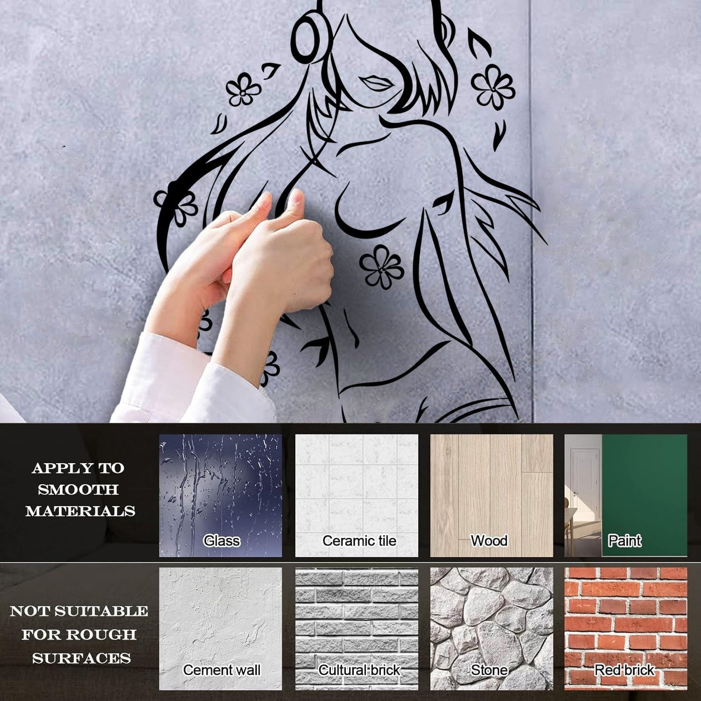 Vinyl Wall Decals Teen Girl Music Lover Headphones Dancing Flowers Do Not Damage The Wall Surface