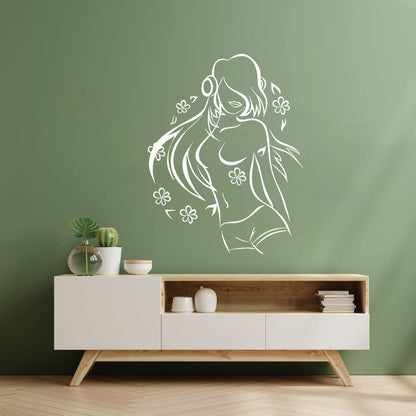 Vinyl Wall Decals Teen Girl Music Lover Headphones Dancing Flowers Do Not Damage The Wall Surface