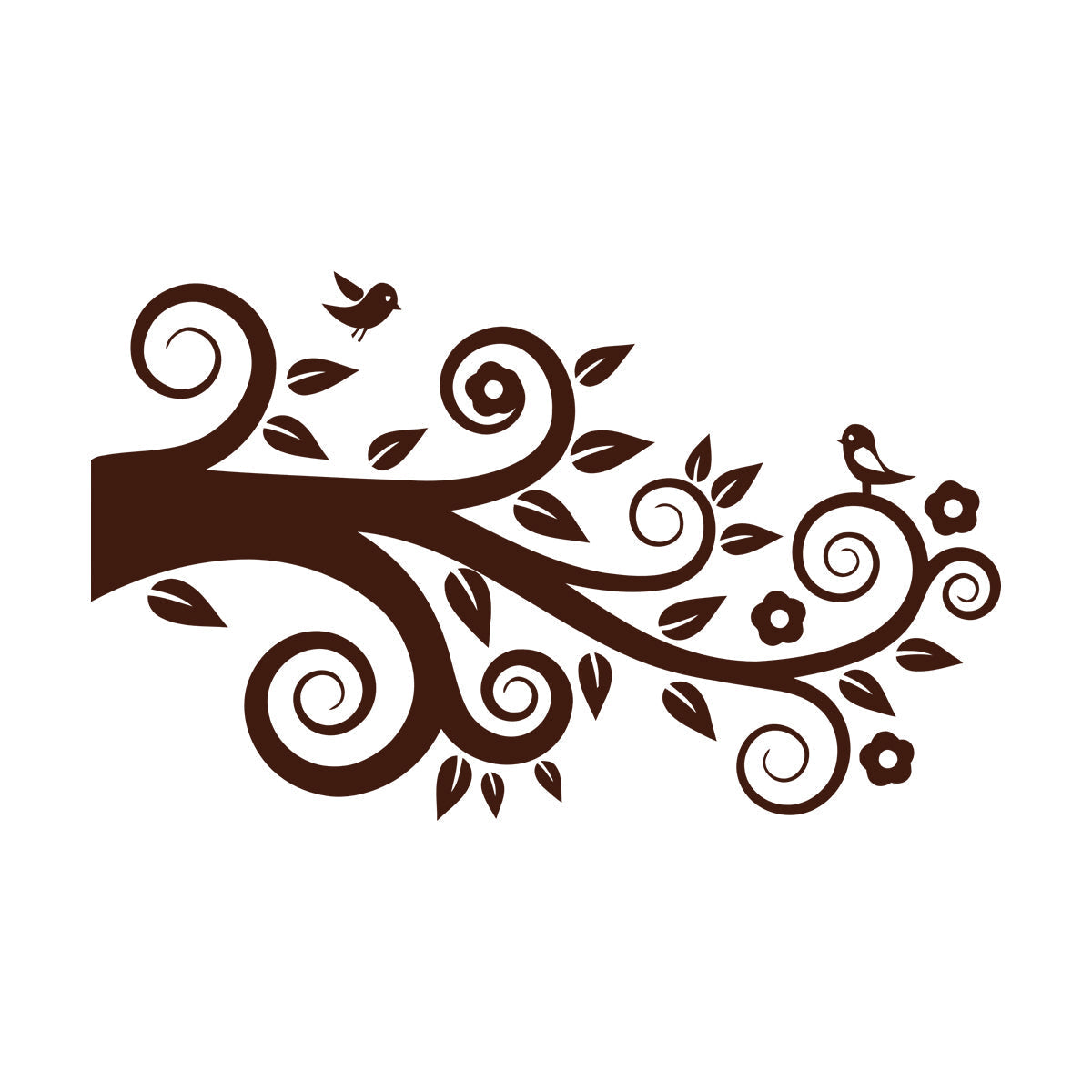 Tree Birds On Branch Flowers Romantic Wall Stickers Paster Paper Easy Installation