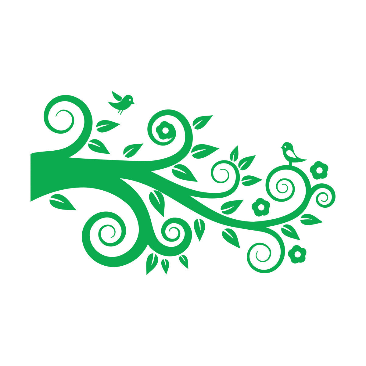 Tree Birds On Branch Flowers Romantic Wall Stickers Paster Paper Easy Installation