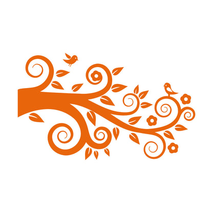 Tree Birds On Branch Flowers Romantic Wall Stickers Paster Paper Easy Installation