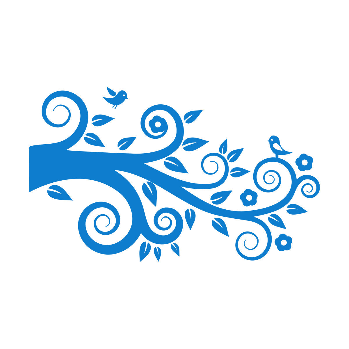 Tree Birds On Branch Flowers Romantic Wall Stickers Paster Paper Easy Installation