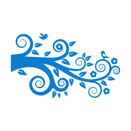 Tree Birds On Branch Flowers Romantic Wall Stickers Paster Paper Easy Installation