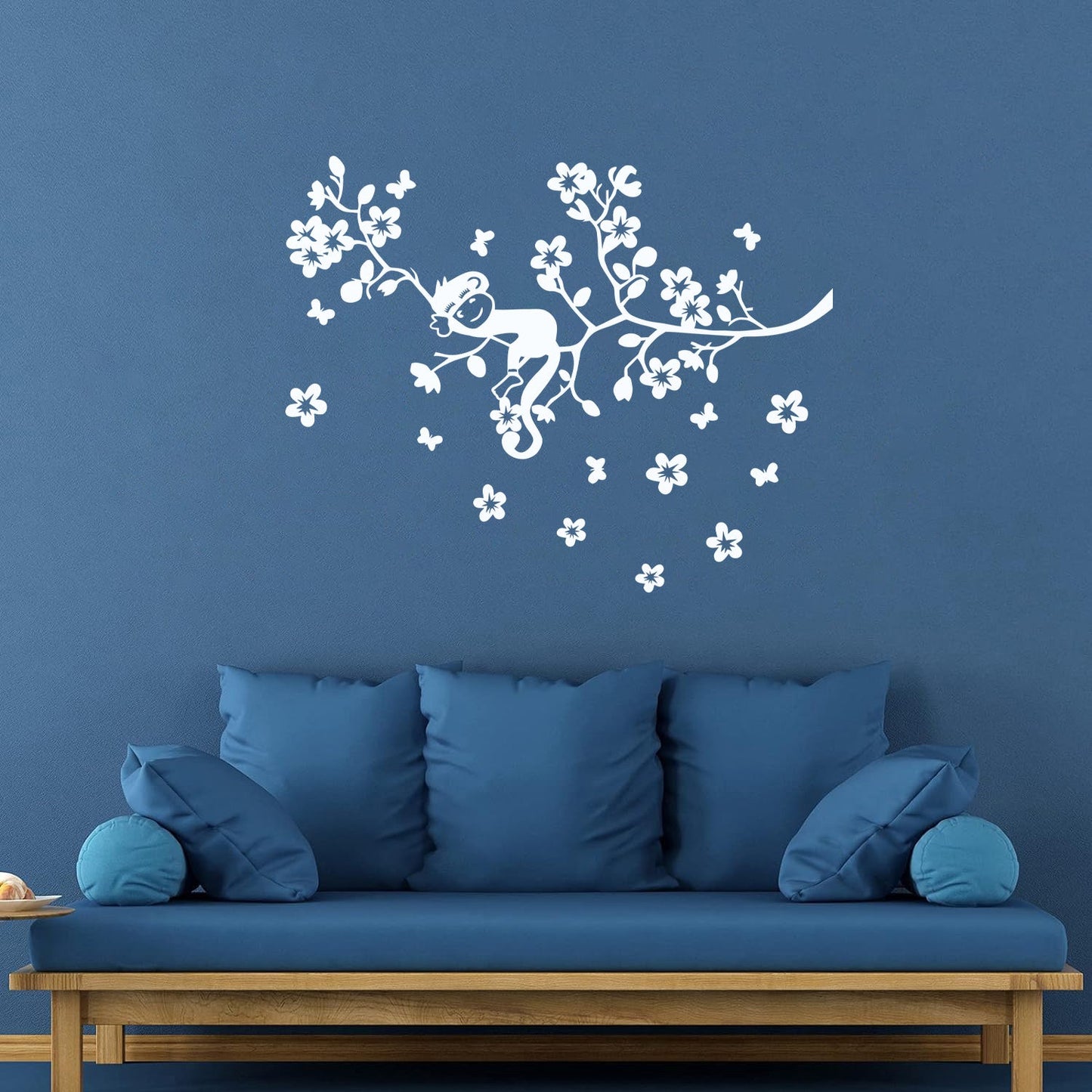 Fine Carving Stickers Tree Branch Monkey Sleep Zoo Animals Flowers Multiple Size Options