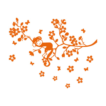 Fine Carving Stickers Tree Branch Monkey Sleep Zoo Animals Flowers Multiple Size Options