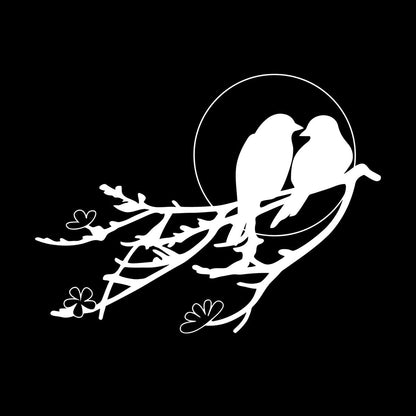Vinyl Art Sticker Two Birds Sunset Tree Branch Romance Flowers Personalized Customization