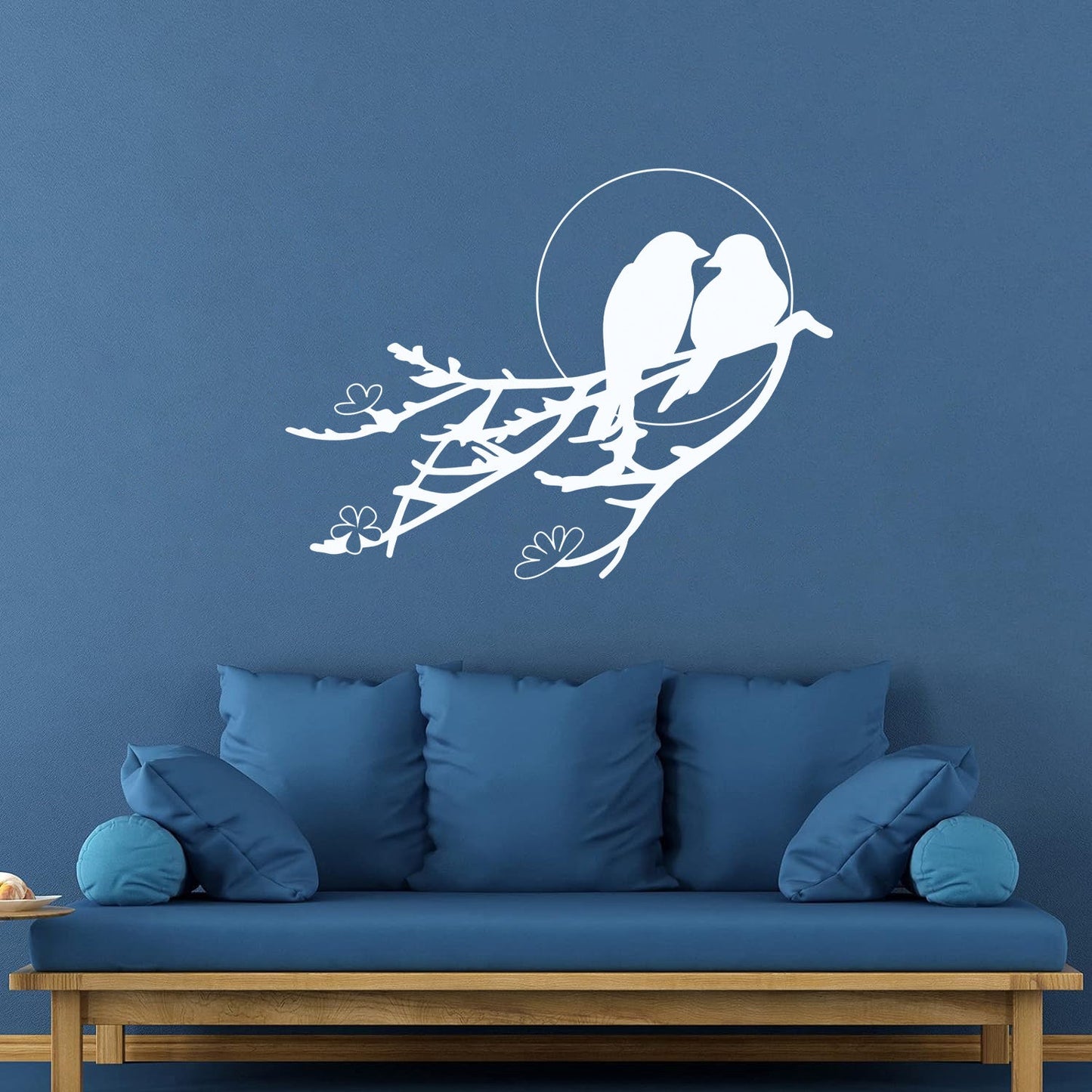 Vinyl Art Sticker Two Birds Sunset Tree Branch Romance Flowers Personalized Customization