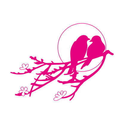 Vinyl Art Sticker Two Birds Sunset Tree Branch Romance Flowers Personalized Customization