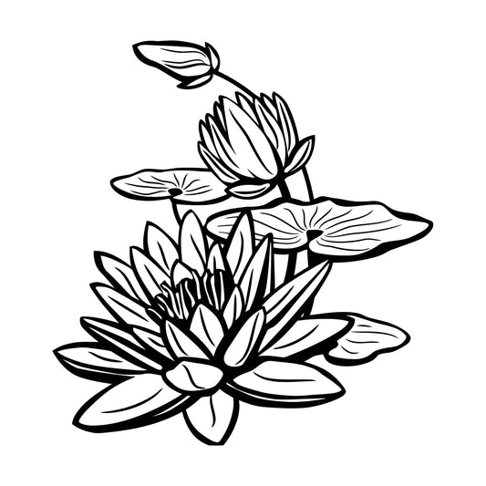 Wall Decals Pvc Water Lily Lotus Flowers Natural Wall Beautification