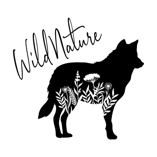 Wall Decals Paster Paper Wolf Animal Tribal Predator Flowers Wild Natural Window Decals
