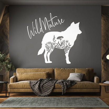Wall Decals Paster Paper Wolf Animal Tribal Predator Flowers Wild Natural Window Decals