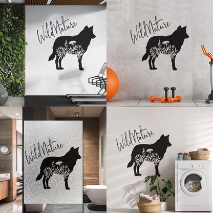 Wall Decals Paster Paper Wolf Animal Tribal Predator Flowers Wild Natural Window Decals