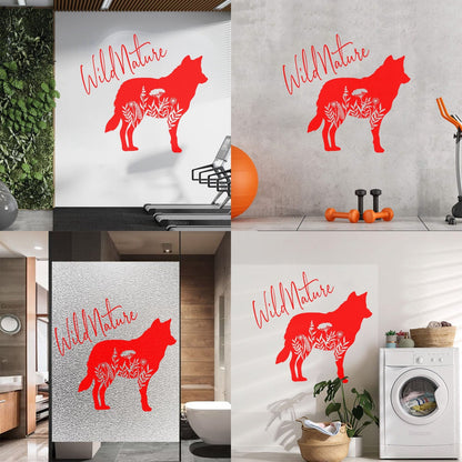 Wall Decals Paster Paper Wolf Animal Tribal Predator Flowers Wild Natural Window Decals