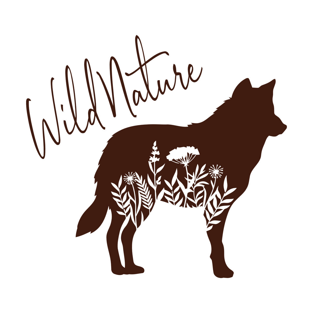 Wall Decals Paster Paper Wolf Animal Tribal Predator Flowers Wild Natural Window Decals
