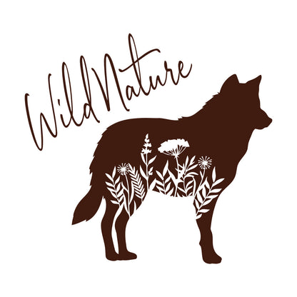 Wall Decals Paster Paper Wolf Animal Tribal Predator Flowers Wild Natural Window Decals