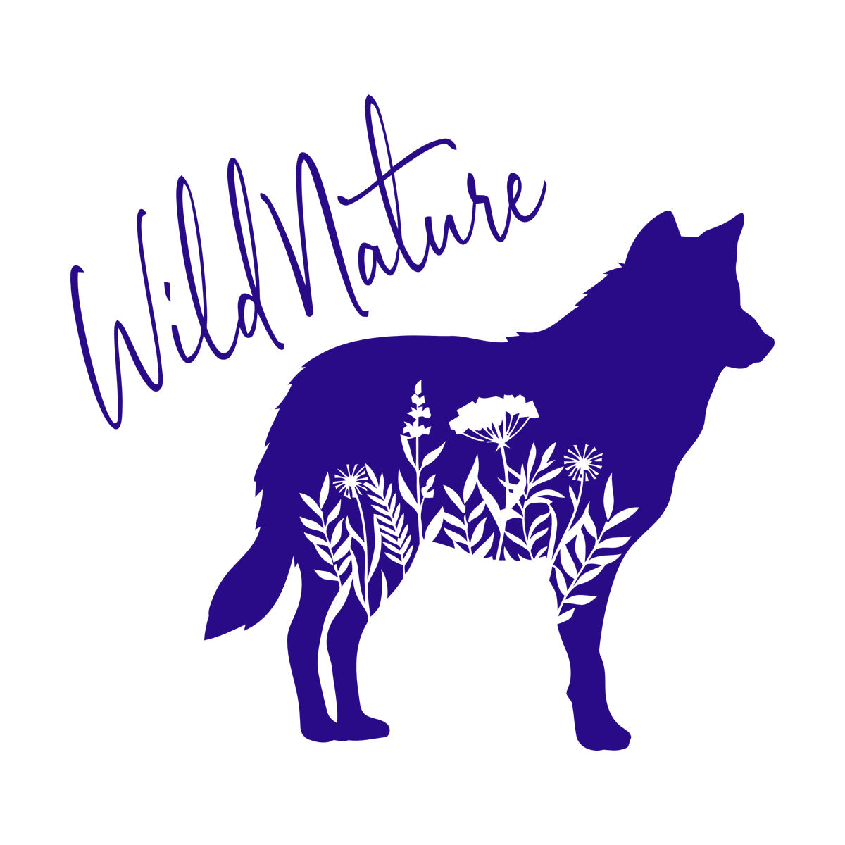 Wall Decals Paster Paper Wolf Animal Tribal Predator Flowers Wild Natural Window Decals