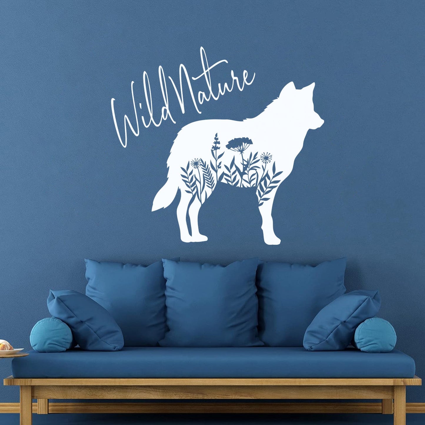 Wall Decals Paster Paper Wolf Animal Tribal Predator Flowers Wild Natural Window Decals