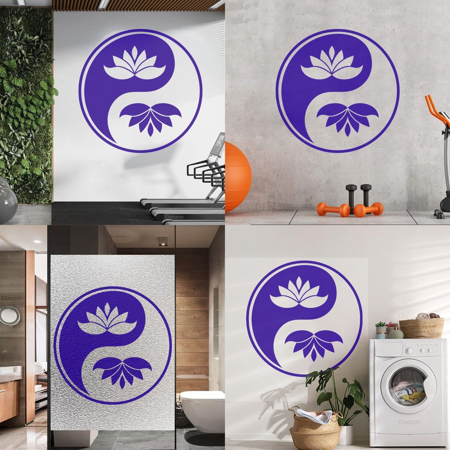 Wall Decals Yin Yang Buddhism Symbol Lotus Flower Store Decoration