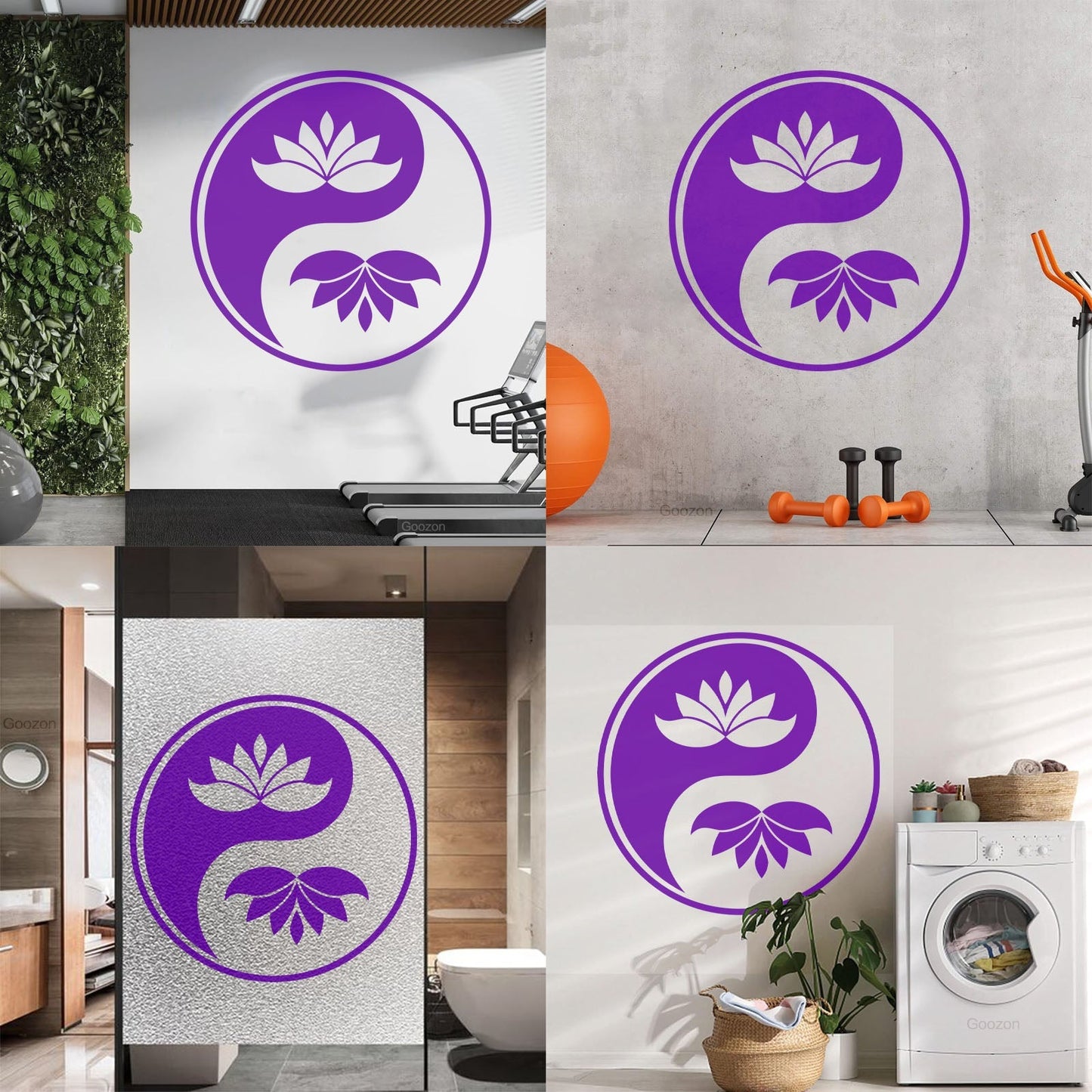 Wall Decals Yin Yang Buddhism Symbol Lotus Flower Store Decoration