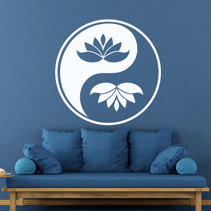 Wall Decals Yin Yang Buddhism Symbol Lotus Flower Store Decoration