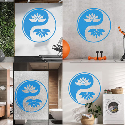 Wall Decals Yin Yang Buddhism Symbol Lotus Flower Store Decoration