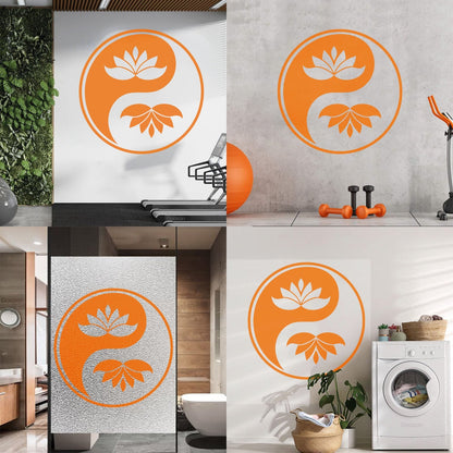 Wall Decals Yin Yang Buddhism Symbol Lotus Flower Store Decoration