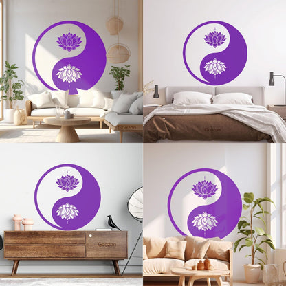 Vinyl Wall Decals Yin Yang Lotus Flower Meditation Zen Yoga Tattoo Culture