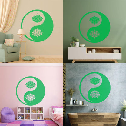 Vinyl Wall Decals Yin Yang Lotus Flower Meditation Zen Yoga Tattoo Culture