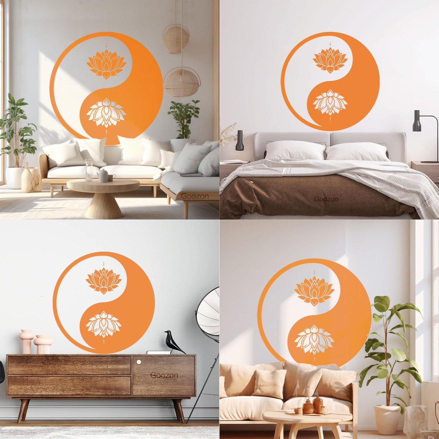 Vinyl Wall Decals Yin Yang Lotus Flower Meditation Zen Yoga Tattoo Culture