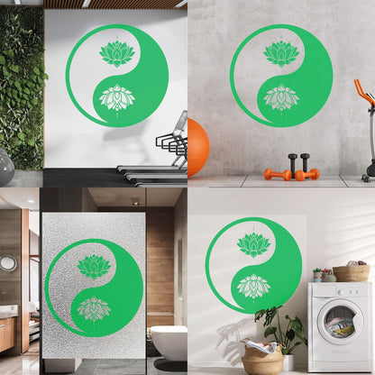 Vinyl Wall Decals Yin Yang Lotus Flower Meditation Zen Yoga Tattoo Culture