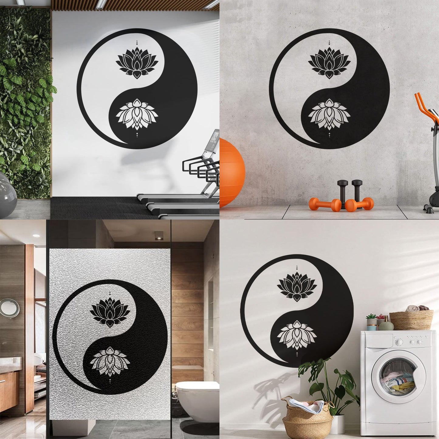 Vinyl Wall Decals Yin Yang Lotus Flower Meditation Zen Yoga Tattoo Culture