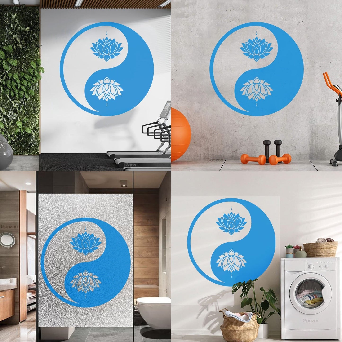 Vinyl Wall Decals Yin Yang Lotus Flower Meditation Zen Yoga Tattoo Culture