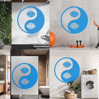 Vinyl Wall Decals Yin Yang Lotus Flower Meditation Zen Yoga Tattoo Culture
