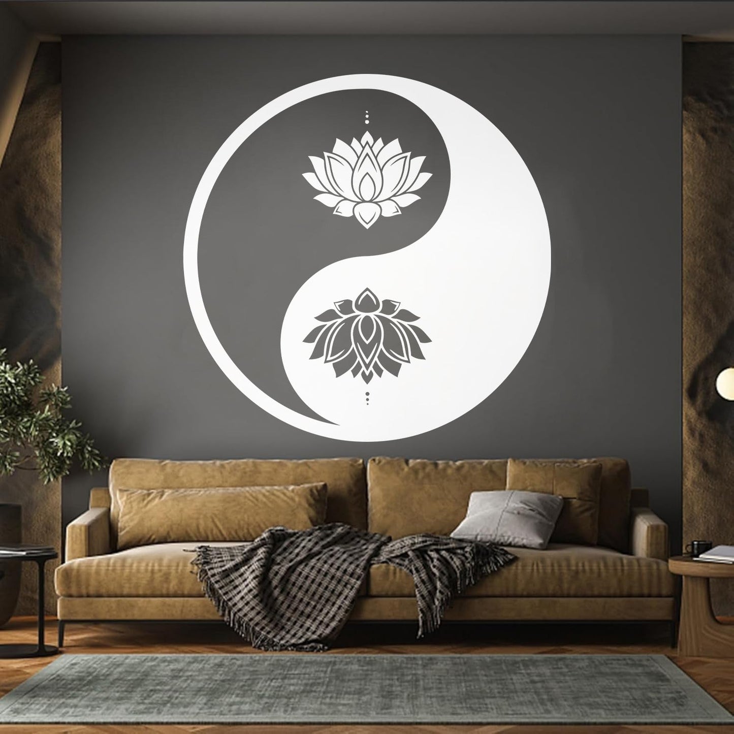Vinyl Wall Decals Yin Yang Lotus Flower Meditation Zen Yoga Tattoo Culture