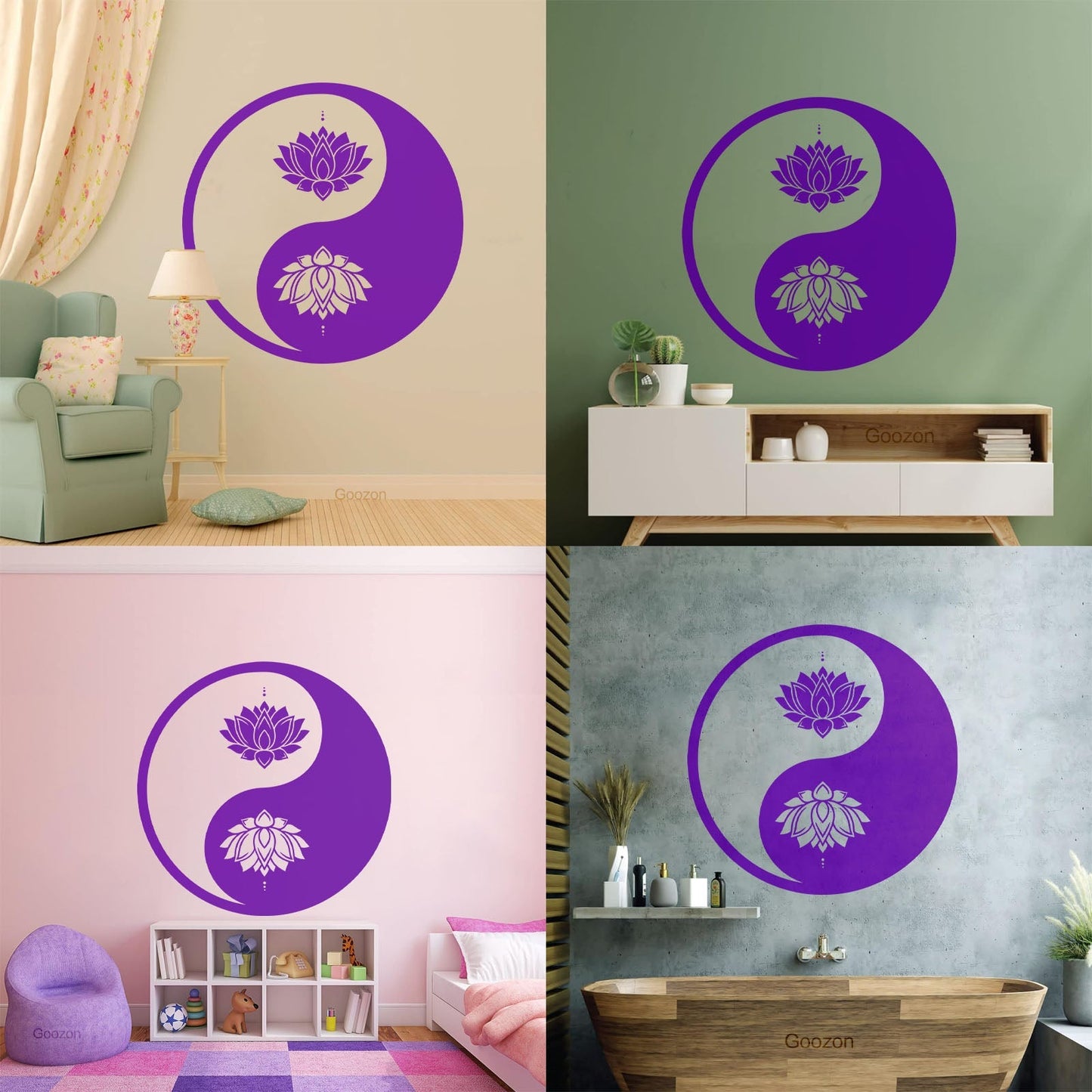 Vinyl Wall Decals Yin Yang Lotus Flower Meditation Zen Yoga Tattoo Culture