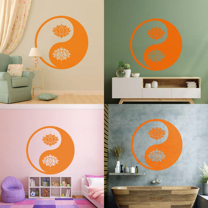 Vinyl Wall Decals Yin Yang Lotus Flower Meditation Zen Yoga Tattoo Culture