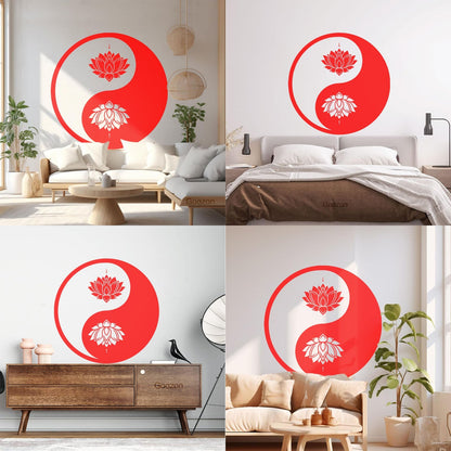 Vinyl Wall Decals Yin Yang Lotus Flower Meditation Zen Yoga Tattoo Culture