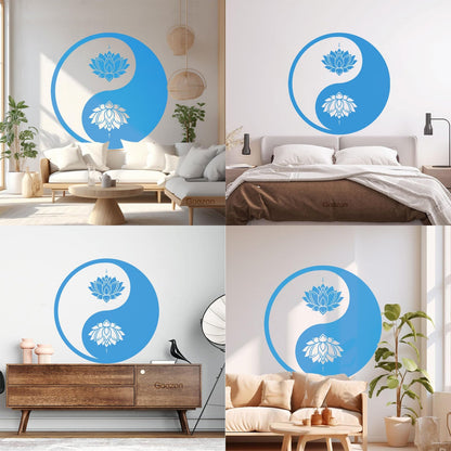 Vinyl Wall Decals Yin Yang Lotus Flower Meditation Zen Yoga Tattoo Culture