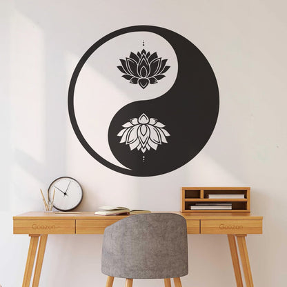 Vinyl Wall Decals Yin Yang Lotus Flower Meditation Zen Yoga Tattoo Culture