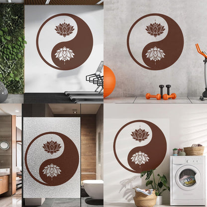 Vinyl Wall Decals Yin Yang Lotus Flower Meditation Zen Yoga Tattoo Culture