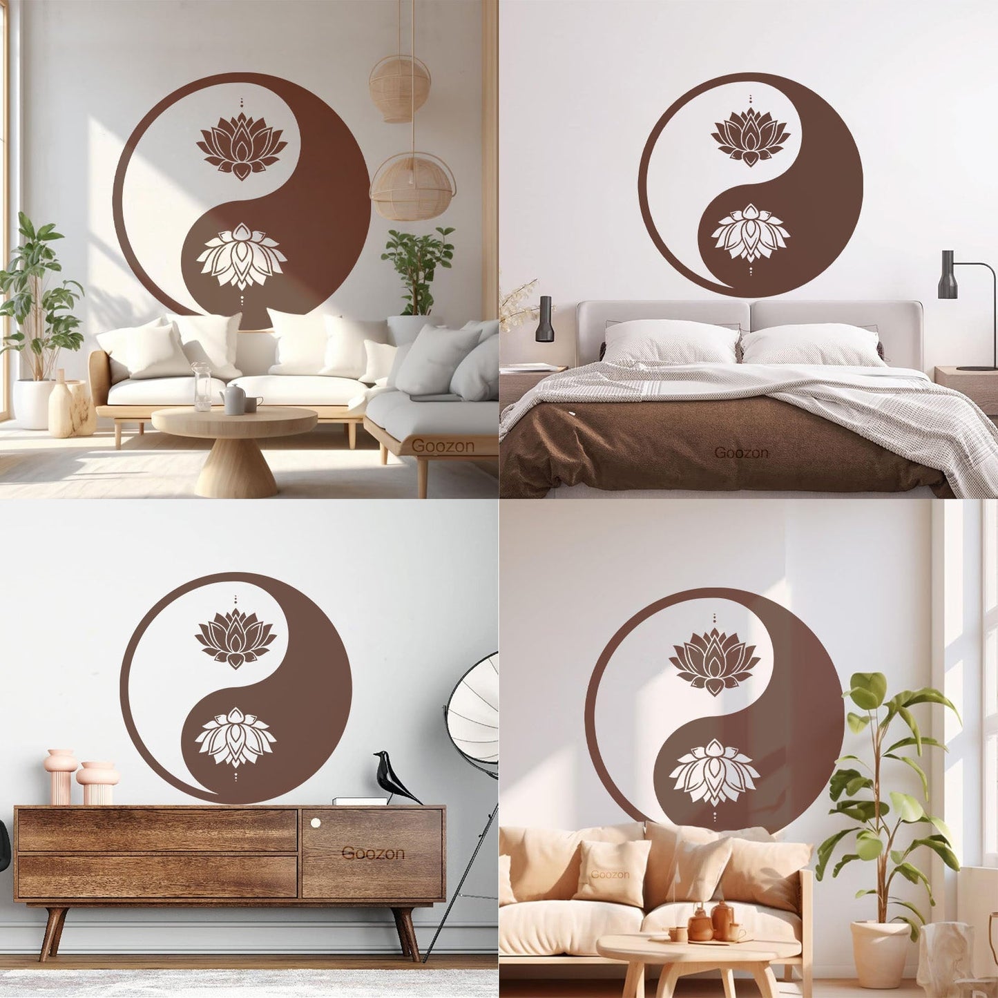 Vinyl Wall Decals Yin Yang Lotus Flower Meditation Zen Yoga Tattoo Culture