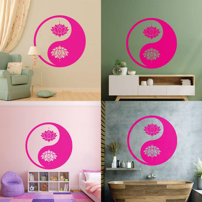 Vinyl Wall Decals Yin Yang Lotus Flower Meditation Zen Yoga Tattoo Culture