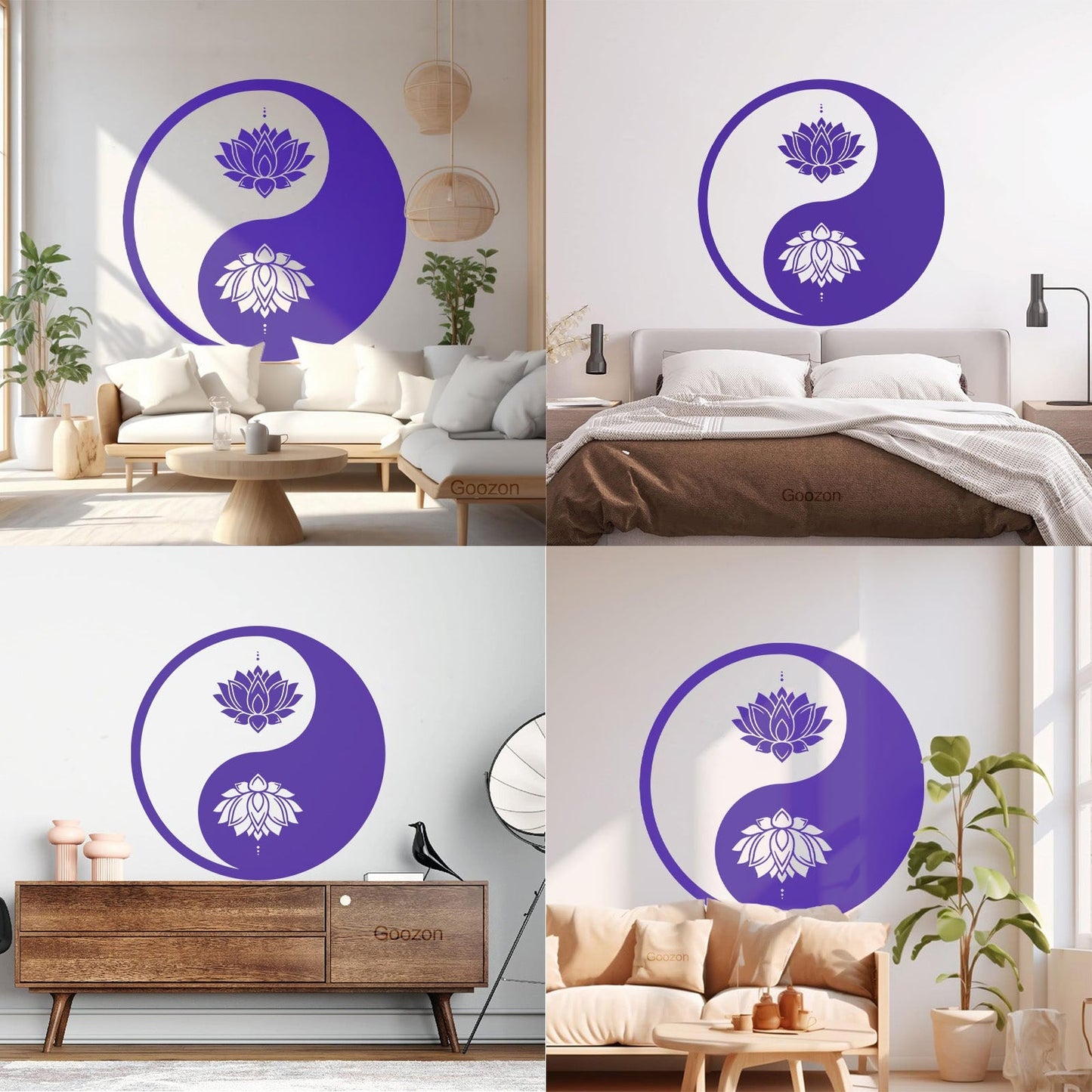 Vinyl Wall Decals Yin Yang Lotus Flower Meditation Zen Yoga Tattoo Culture