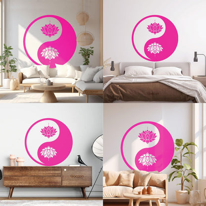 Vinyl Wall Decals Yin Yang Lotus Flower Meditation Zen Yoga Tattoo Culture