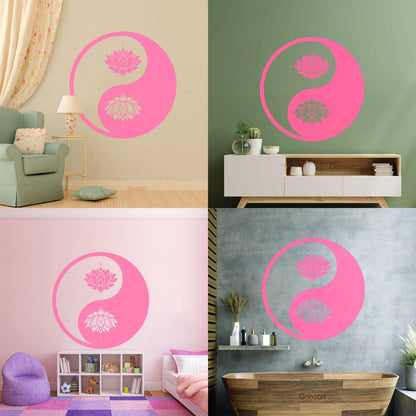 Vinyl Wall Decals Yin Yang Lotus Flower Meditation Zen Yoga Tattoo Culture