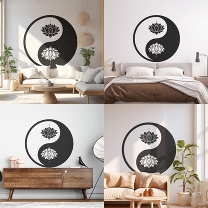 Vinyl Wall Decals Yin Yang Lotus Flower Meditation Zen Yoga Tattoo Culture