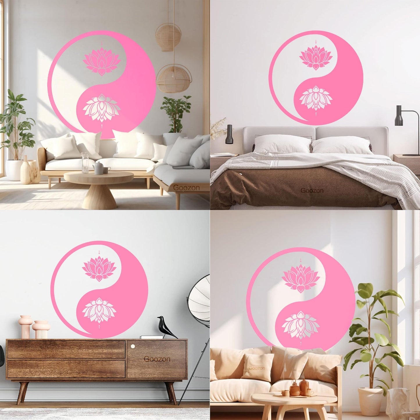 Vinyl Wall Decals Yin Yang Lotus Flower Meditation Zen Yoga Tattoo Culture